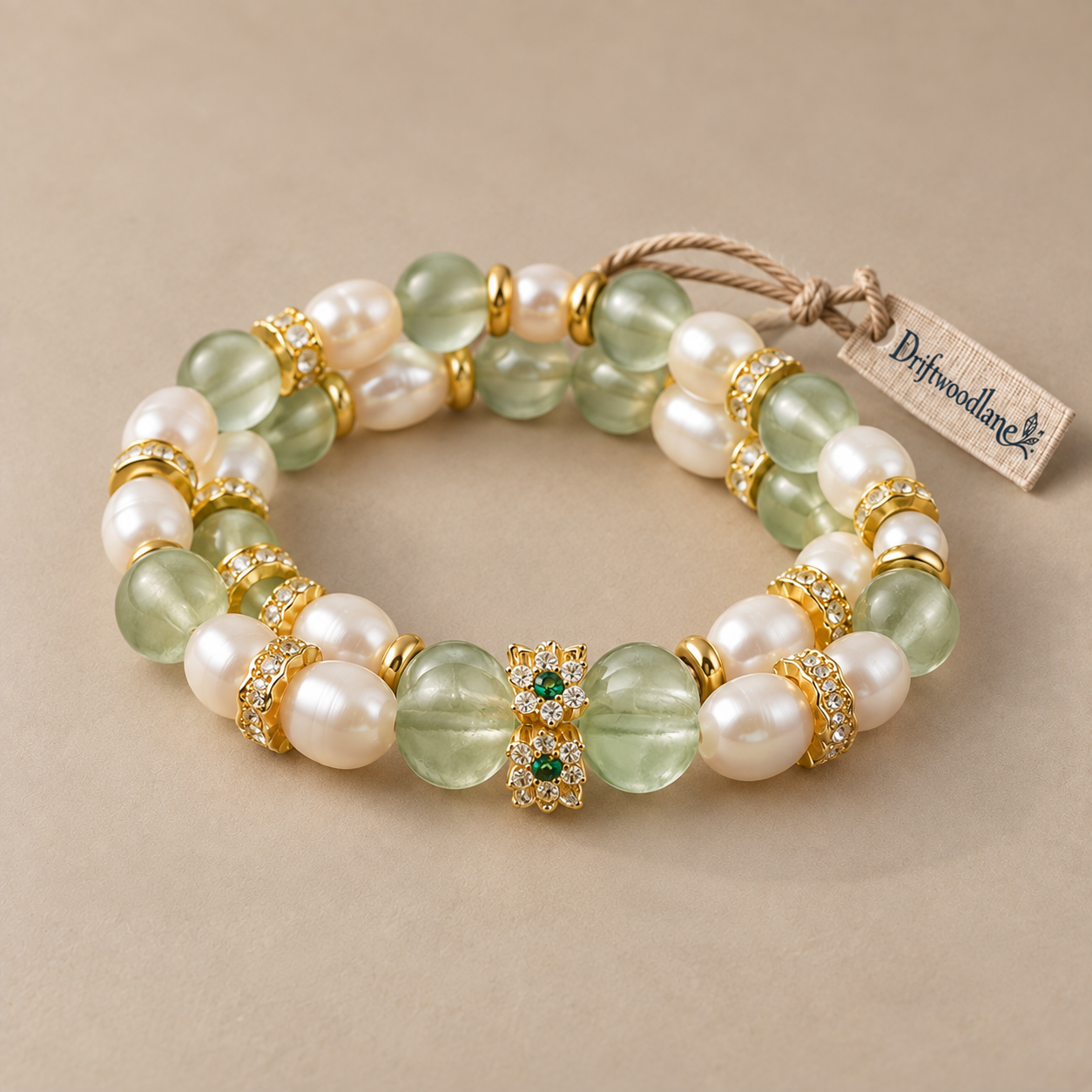 Freshwater Pearl & Icy Prehnite Bracelet