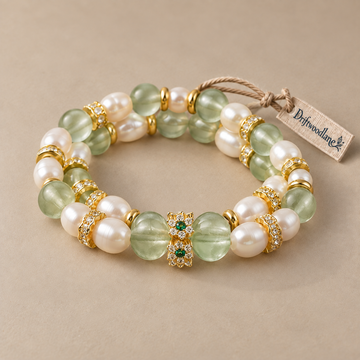 Freshwater Pearl & Icy Prehnite Bracelet