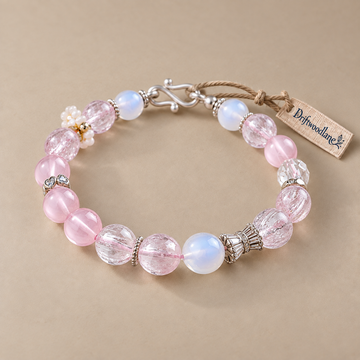 Starlit Rose Quartz & Moonstone Charm Bracelet