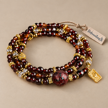 Burgundy Garnet & White Crystal Layering Bracelet