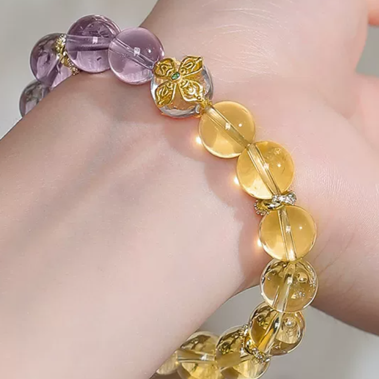 Pure Citrine & Amethyst Crystal Bracelet