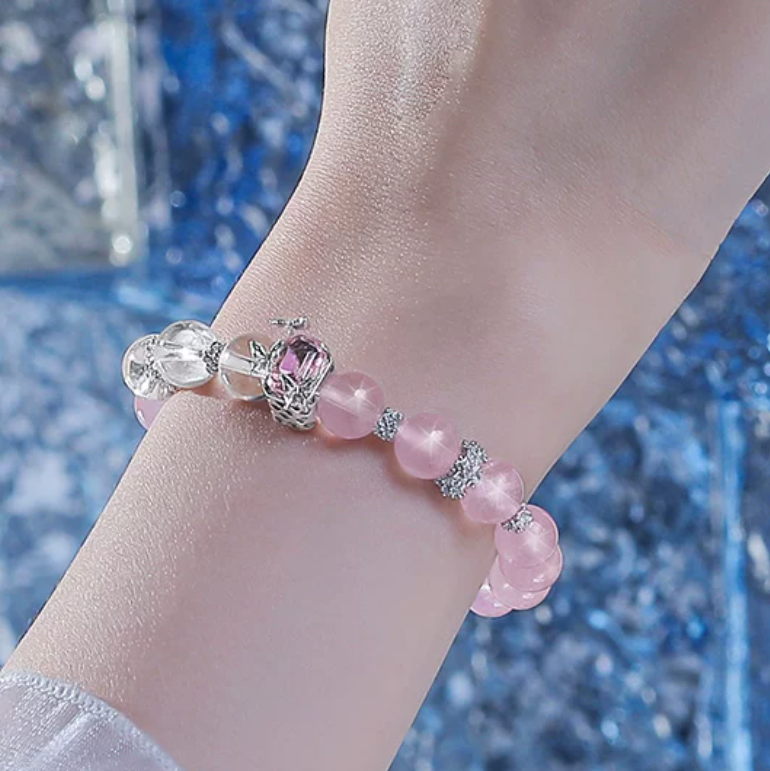 Starlit Rose Quartz & Clear Crystal Bracelet