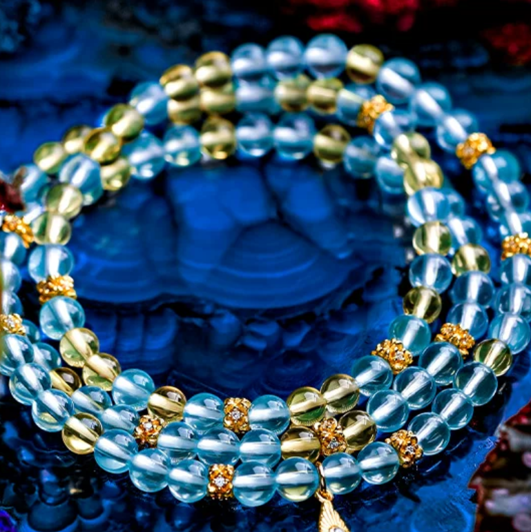 High-Ice Aquamarine & Citrine Vintage Bracelet