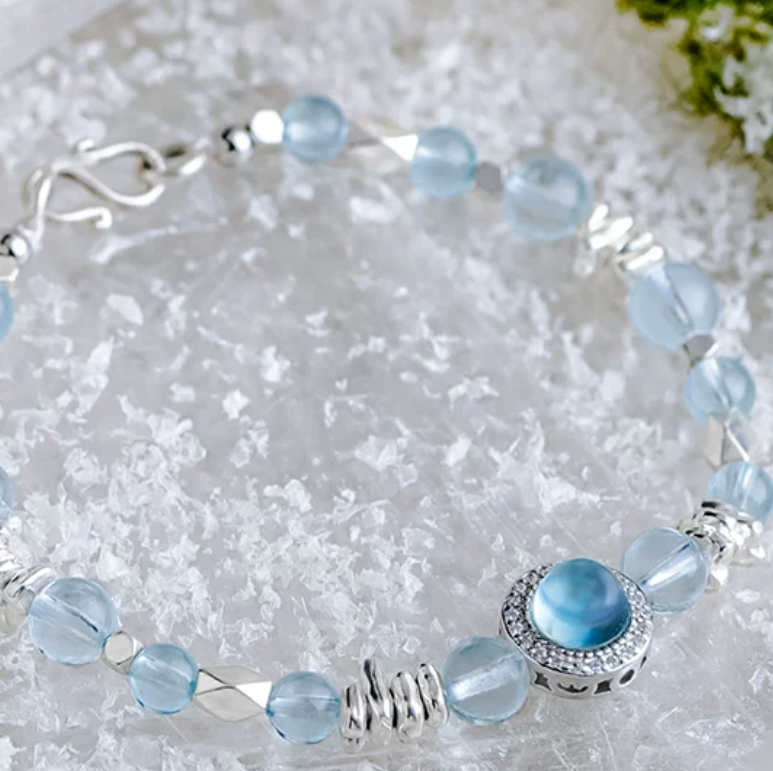 Aquamarine & Silver Topaz Fragment Bracelet