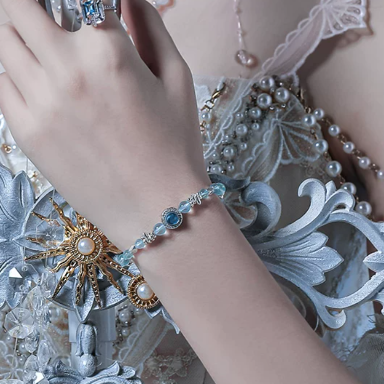 Aquamarine & Silver Topaz Fragment Bracelet