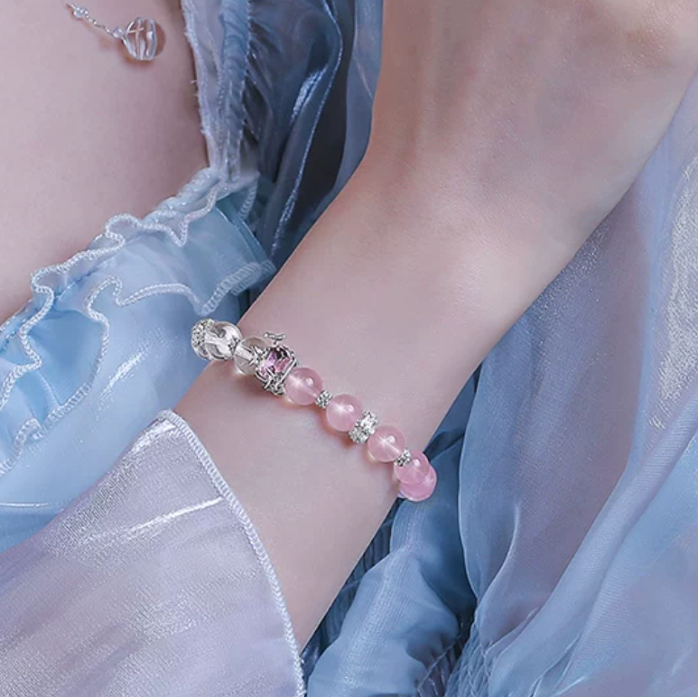 Starlit Rose Quartz & Clear Crystal Bracelet