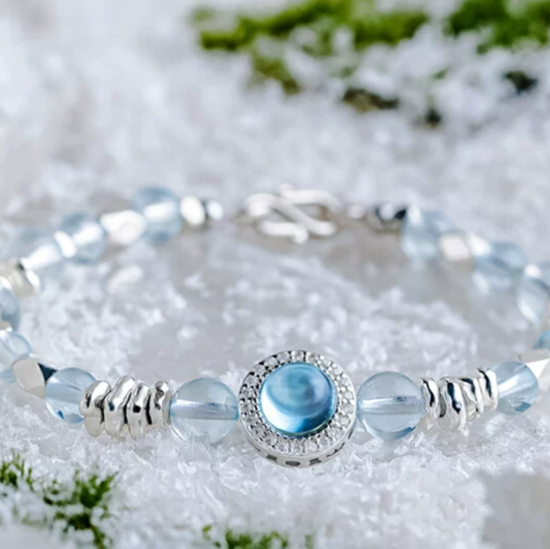Aquamarine & Silver Topaz Fragment Bracelet