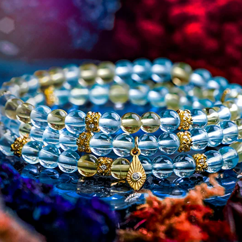 High-Ice Aquamarine & Citrine Vintage Bracelet