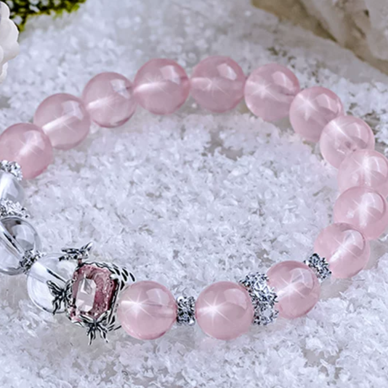 Starlit Rose Quartz & Clear Crystal Bracelet