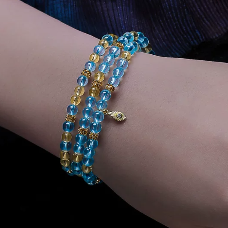 High-Ice Aquamarine & Citrine Vintage Bracelet